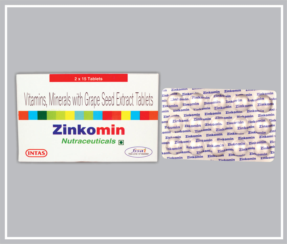 Zinkomin 15 Tab (Multivitamin + Multimineral + Grape Seed Extract ) By Intas