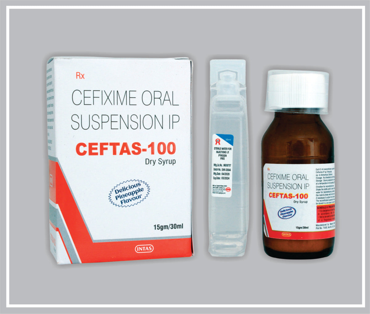 Ceftas-100 Ds 30 Ml (Cefixime 100Mg /5Ml + Wfi ) By Intas