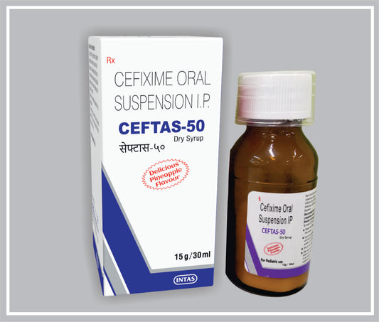 Ceftas-50 Ds 30 Ml (Cefixime 50Mg /5Ml) By Intas