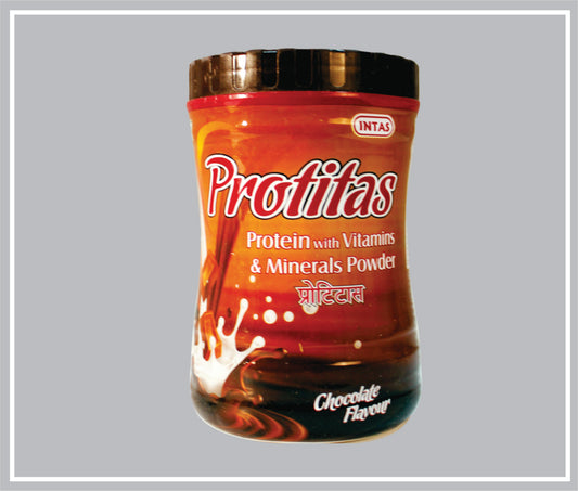 Protitas 500 Gm (Protein Powder 500Gm, Chocolate Flavour) By Intas