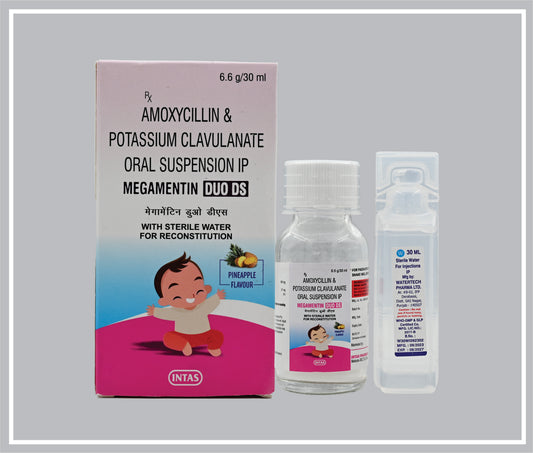 Megamentin Duo Ds 30 Ml (Amoxycillin 400Mg + Potassium Clavulanate 57Mg /5Ml + Wfi ) By Intas