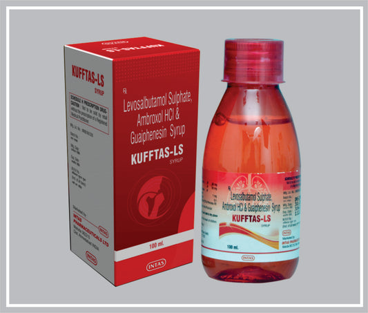Kufftas-Ls 100Ml (Ambroxol Hydrochloride 30Mg + Guaiphenesin 50Mg + Levosalbutamol 1Mg /5Ml ) By Intas