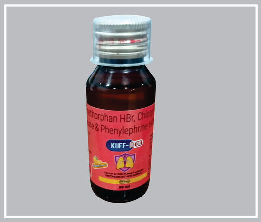 Kuff Q Dx 60Ml (Dextromethorphan Hydrobromide 15Mg + Phenylephrine Hydrochloride 5Mg + Chlorpheniramine Maleate 2Mg /5Ml ) By Intas