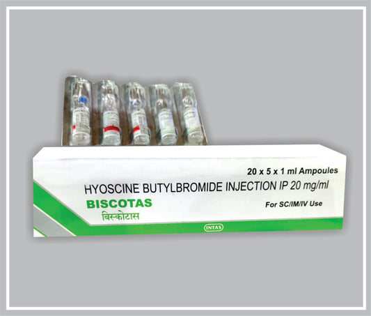Biscotas 1Ml Inj. (Hyoscine Butylbromide 20Mg /Ml ) By Intas