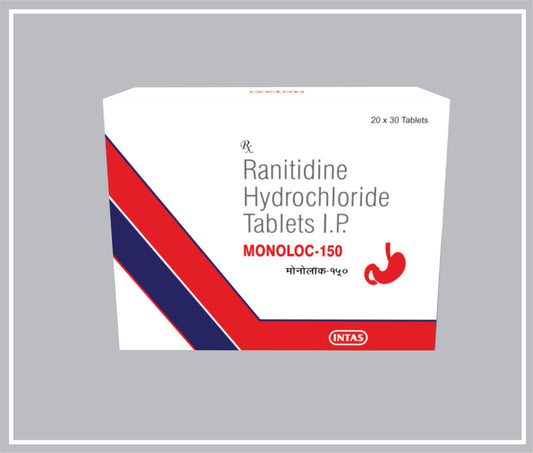 Monoloc-150 30 Tab (Ranitidine Hydrochloride 150Mg ) By Intas
