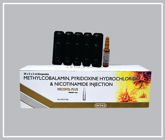 Mecofol Plus Inj 2 Ml (Methylcobalamin 1000Mcg + Vitamin B6 100Mg + Nicotinamide 100Mg /2Ml ) By Intas