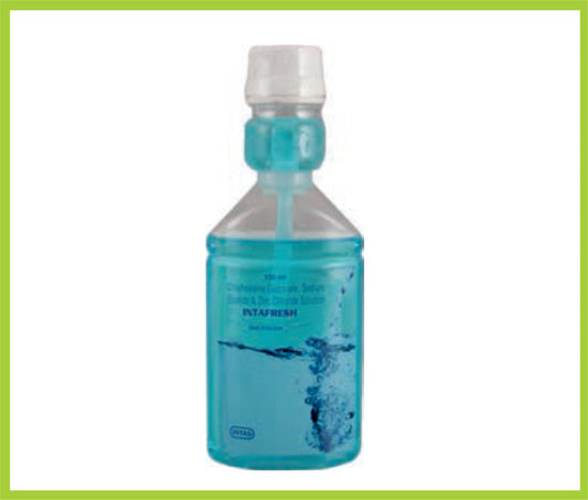 Intafresh Mouthwash (Chlorhexidine Gluconate 0.2% w/v + Sodium Fluoride 0.05% w/v + Zinc Chloride 0.09% w/v )