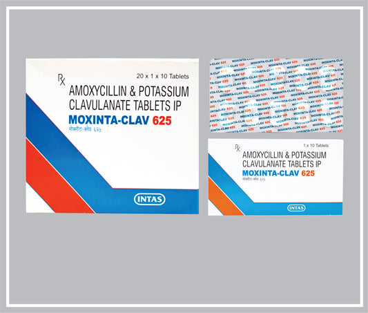 Moxinta Clav 625 (10 T) (Amoxycillin 500Mg + Potassium Clavulanate 125Mg) By Intas