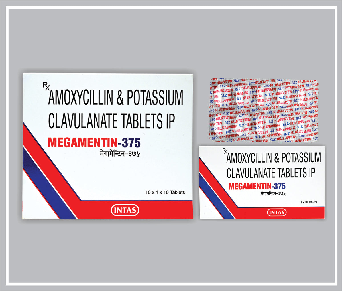 Megamentin-375 10 Tab (Amoxycillin 250Mg + Potassium Clavulanate 125Mg ) By Intas
