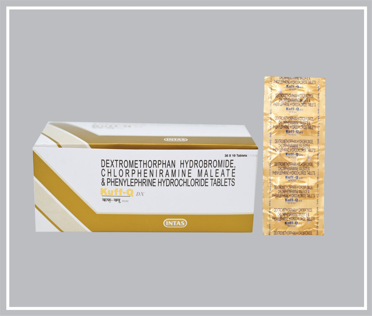 Kuff-Q Dx 10 T (Combo) (Dextromethorphan Hydrobromide 10Mg + Phenylephrine Hydrochloride 5Mg + Chlorpheniramine Maleate 2Mg ) By Intas