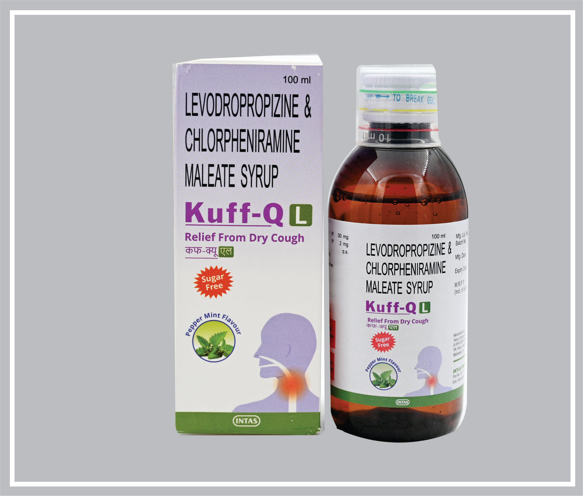 Kuff-Q L Syrup 100Ml (Levodropropizine 30Mg + Chlorpheniramine Maleate 2Mg /5Ml ) By Intas