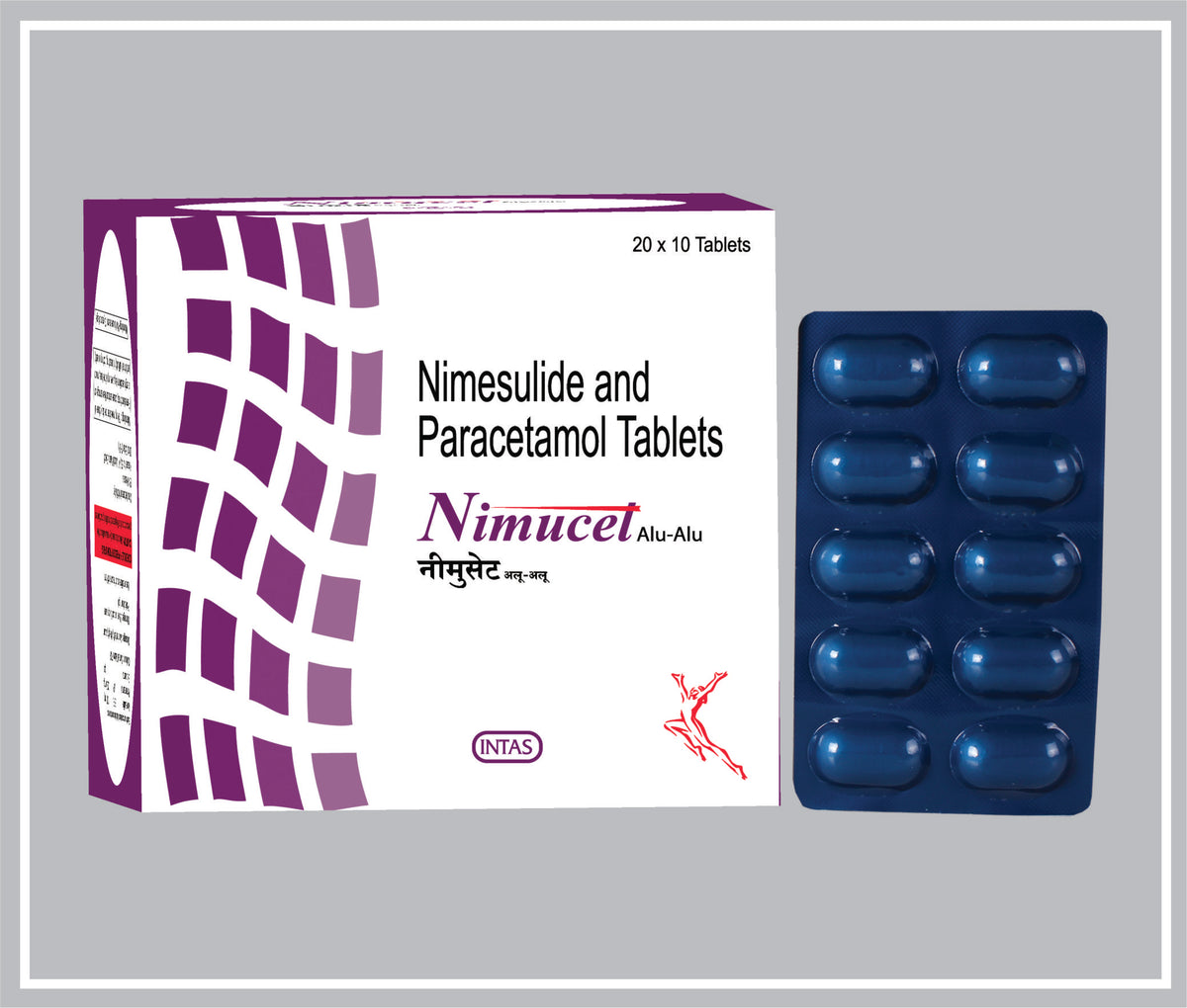 Nimucet  10 Tab (  Blue - Alu Alu) (Nimesulide 100Mg + Paracetamol 325Mg, Blue Alu-Alu) By Intas