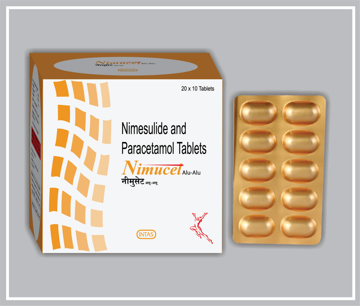 Nimucet  10 Tab( Gold - Alu Alu) (Nimesulide 100Mg + Paracetamol 325Mg, Golden Alu-Alu) By Intas