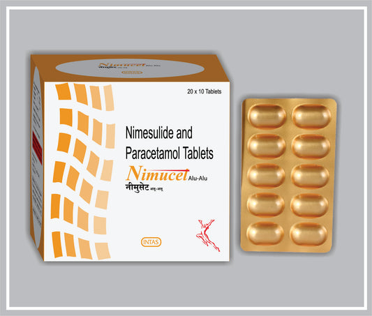 Nimucet  10 Tab( Gold - Alu Alu) (Nimesulide 100Mg + Paracetamol 325Mg, Golden Alu-Alu) By Intas