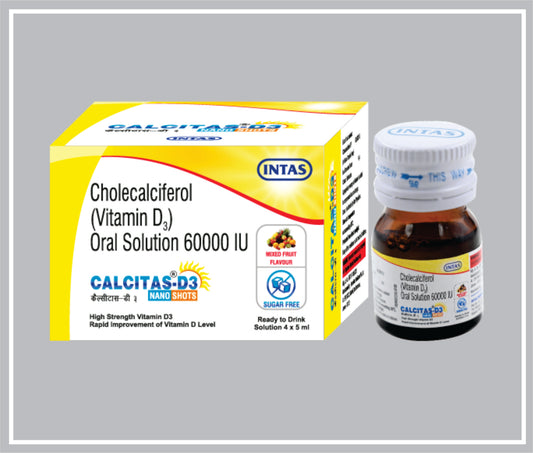 Calcitas D3 Nano (5 Ml) (Vitamin D3 (Cholecalciferol) 60000 Iu ) By Intas