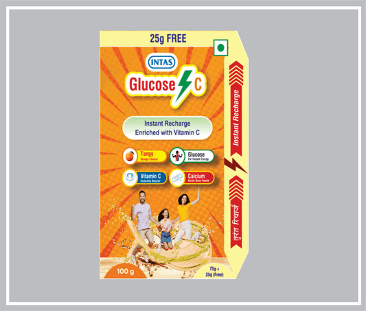Intas Glucose-C 100 Gm (Glucose Powder, Orange Flavour) By Intas