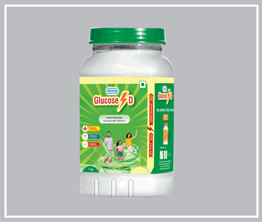 Intas Glucose-D 1 Kg (Dextrose Monohydrate + Tri-Calcium Phosphate + Di-Calcium Phosphate + Vitamin D2 + Anti-Caking Agent) By Intas