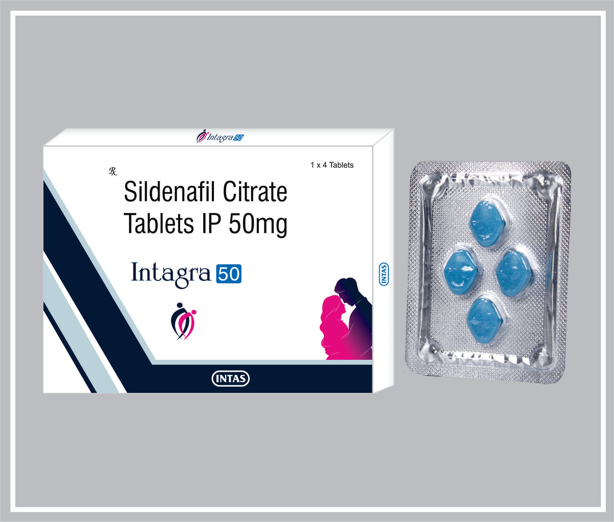 Intagra-50  4 Tab ( Combo ) (Sildenafil Citrate 50Mg) By Intas