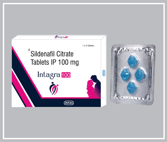 Intagra-100  4 Tab ( Combo ) (Sildenafil Citrate 100Mg) By Intas