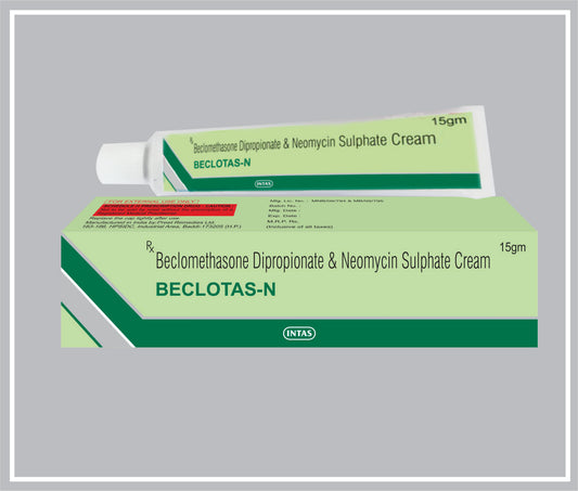 Beclotas-N 15 Gm ( Combo ) (Beclomethasone Dipropionate 0.025% + Neomycin Sulphate 0.50% ) By Intas