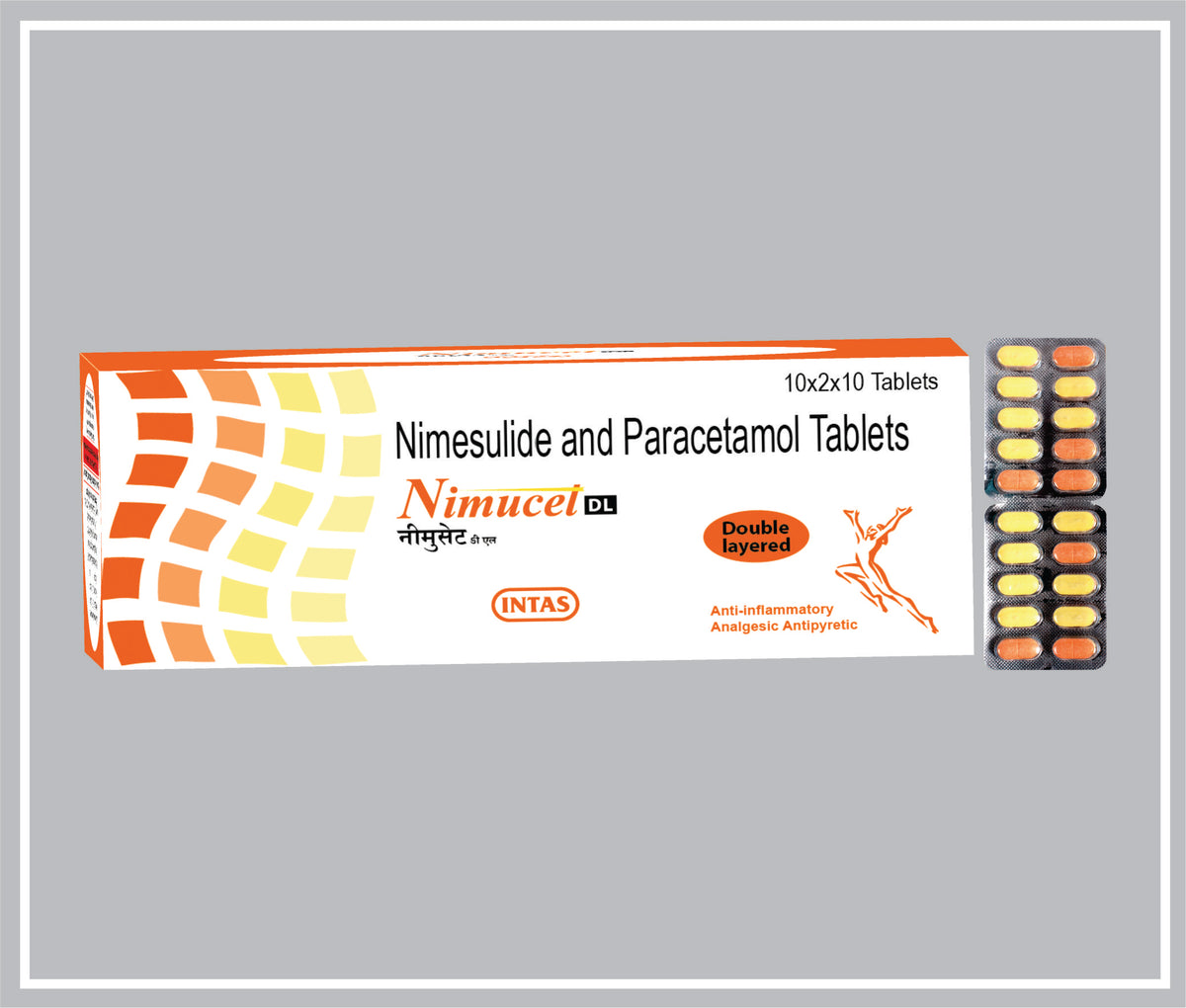 Nimucet-Dl 10 Tab (20X10Tab) (Nimesulide 100Mg + Paracetamol 325Mg ) By Intas