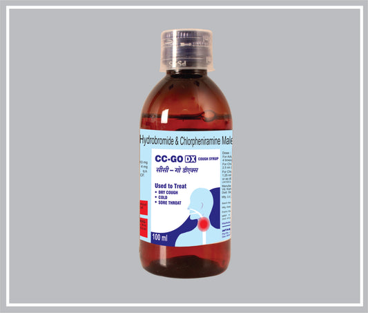 Cc-Go Dx 100Ml (Dextromethorphan Hydrobromide 10Mg + Chlorpheniramine Maleate 4Mg /5Ml) By Intas