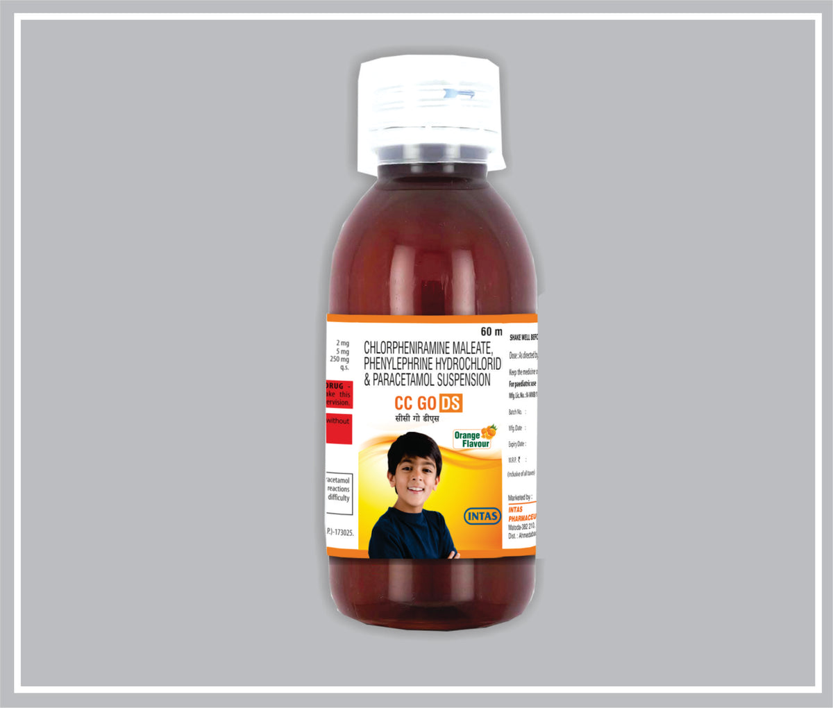 Cc Go Ds 60Ml (Paracetamol 250Mg + Phenylephrine Hydrochloride 5Mg + Chlorpheniramine Maleate 2Mg /5Ml ) By Intas