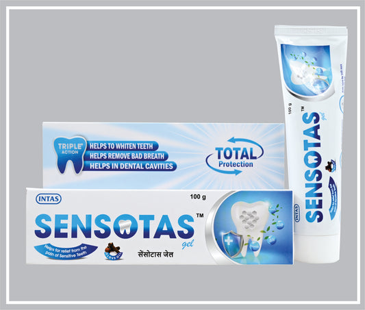 Sensotas (100 Gm) (Potassium Nitrate 5% + Sodium Monofluorophosphate 0.7% + Triclosan Usp 0.3%) By Intas