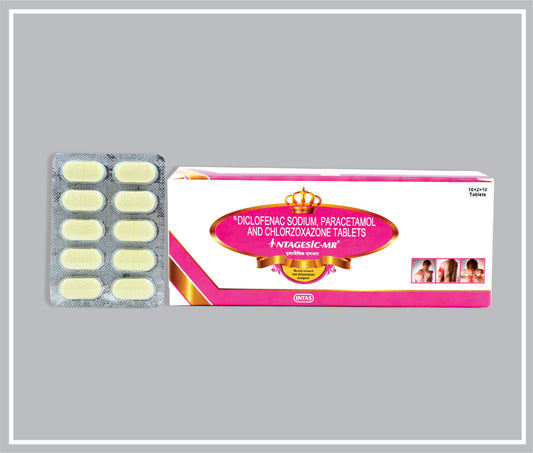 Intagesic Mr (  20 X 10T )  ( Combo ) (Diclofenac Sodium 50Mg + Paracetamol 325Mg + Chlorzoxazone 250Mg ) By Intas