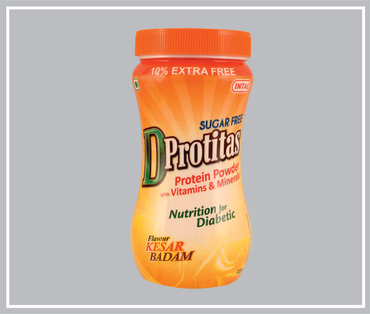 D-Protitas 200 Gm (Protein Powder 200Gm, Sugar Free Kesar Badam Flavour) By Intas