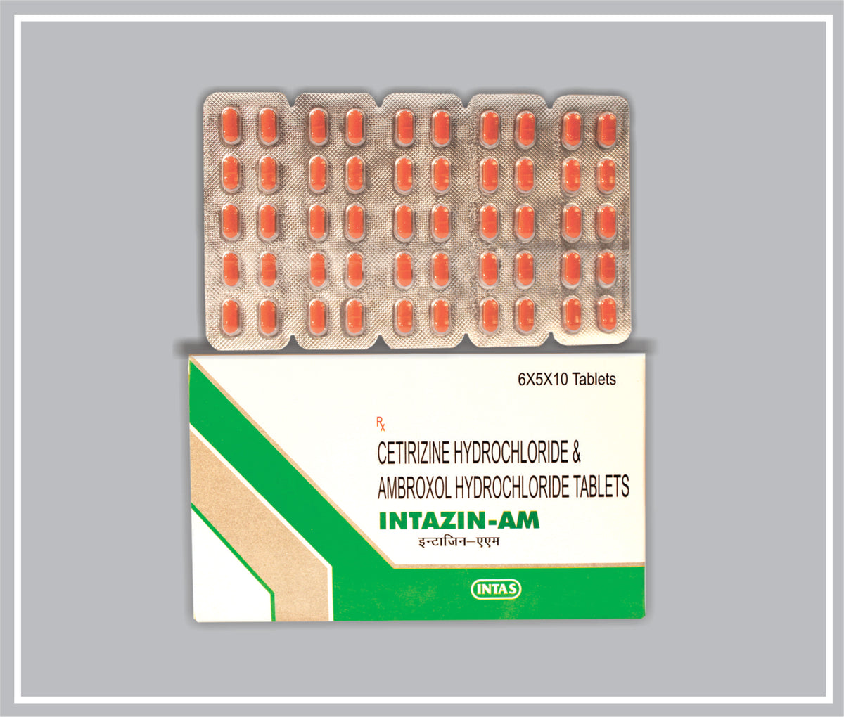 Intazin-Am 10 Tab (Cetirizine Hydrochloride 5Mg + Ambroxol Hydrochloride 60Mg ) By Intas