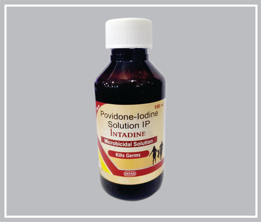 Intadine Solution 100Ml (Povidone Iodine 5%W/V) By Intas