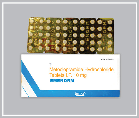 Emenorm 10 Tab (Metoclopramide Hydrochloride 10Mg ) By Intas