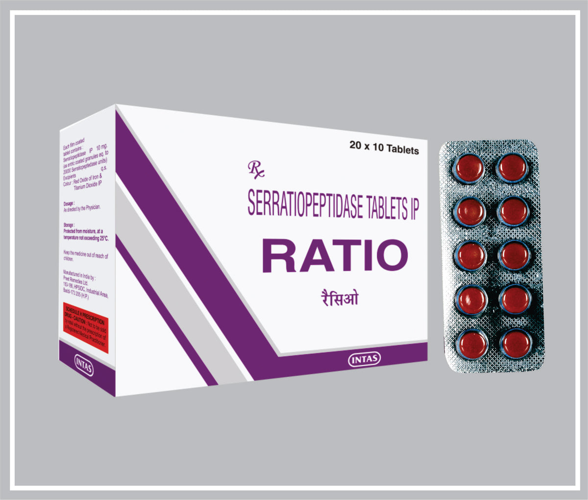 Ratio 10 Tab (Serratiopeptidase 10Mg) By Intas