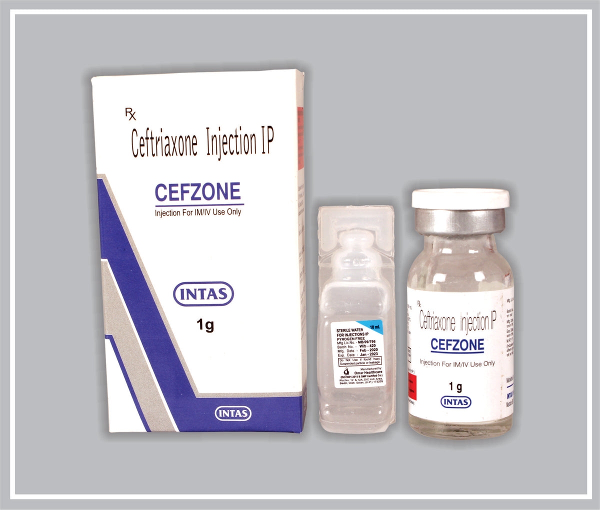 Cefzone 1000 Inj. (Ceftriaxone 1000Mg ) By Intas