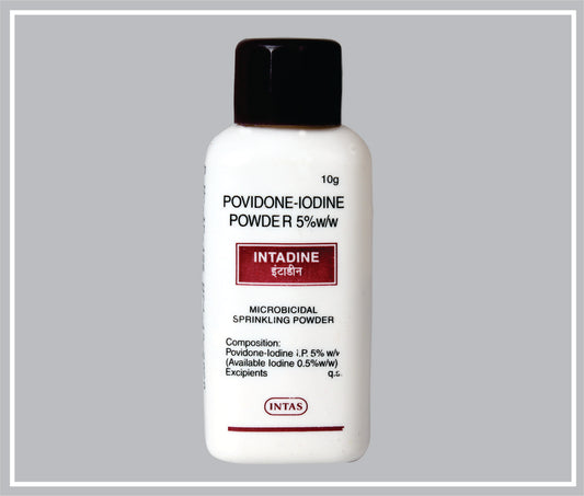 Intadine Powder 10 Gm (Povidone Iodine 5%W/W Powder) By Intas