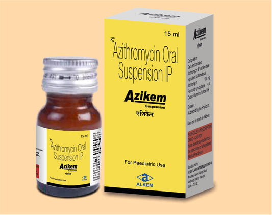 Azikem Kid Suspension (15Ml) (15 Ml) Azithromycin 100 Mg By Alkem1