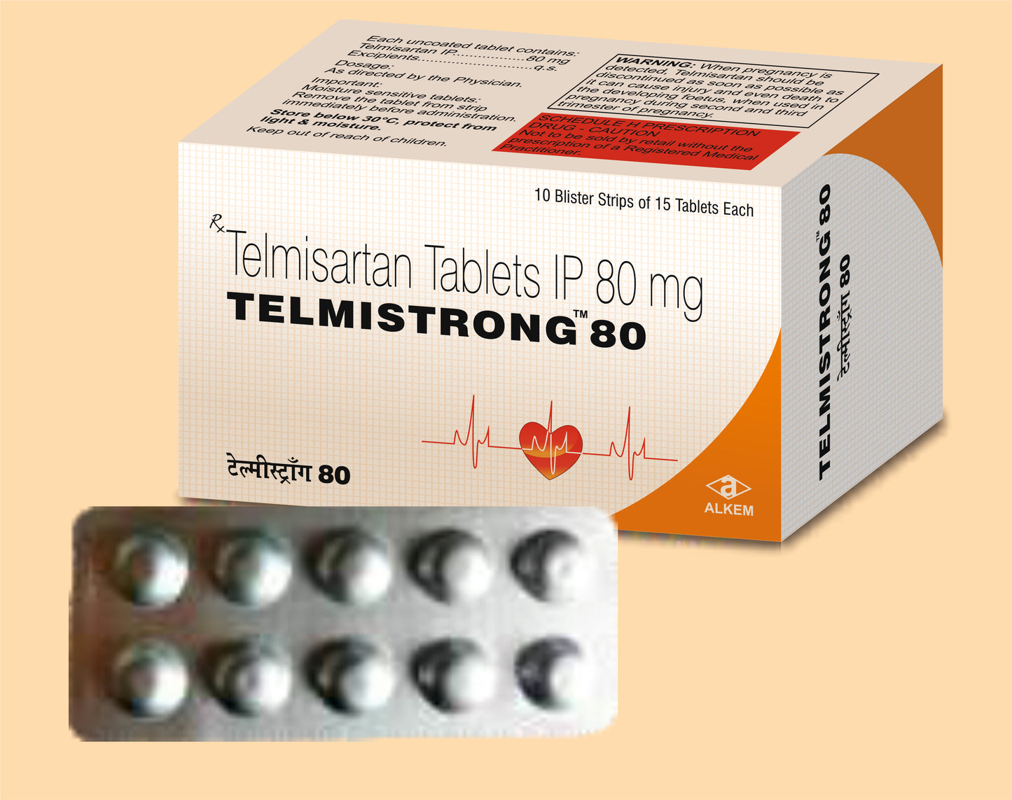 Telmistrong 80 Tablet (Telmisartan 80 mg)