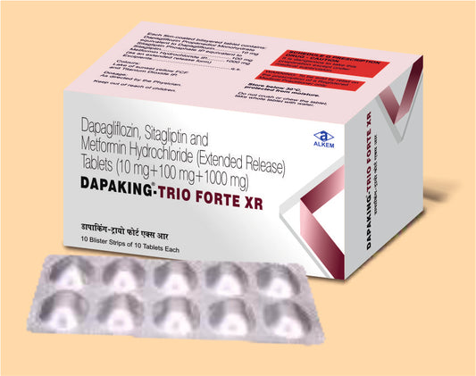 Dapaking Trio Forte Xr (Dapagliflozin 10 mg + Sitagliptin 100 mg + Metformin Hydrochloride 1000 mg)