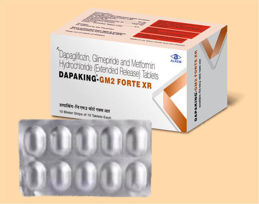 Dapaking Gm2 Forte Xr Tablets (Glimepiride 2 mg + Metformin Hydrochloride 1000 mg + Dapagliflozin 10 mg)