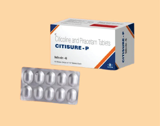 Citisure - P Tablets (10'S) (10'S) Citicoline Sodium 500 Mg + Piracetam 800 Mg By Alkem1