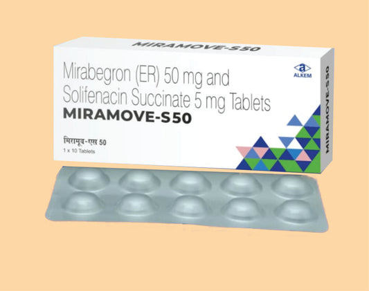 Miramove - S 50 Tablets (10'S) (10'S) Mirabegron 50 Mg + Solifenacin 5 Mg  By Alkem1