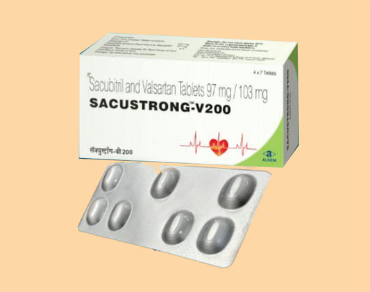 Sacustrong - V 200 Tablets (7'S) (7'S) Sacubitril 97 Mg + Valsartan 103 Mg By Alkem1