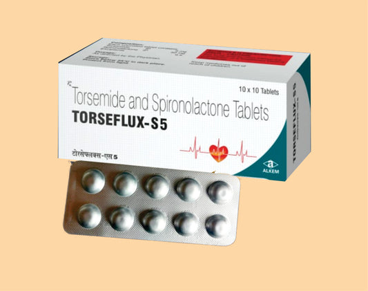 Torseflux - S5 Tablets (10'S) (10'S) Torsemide 5 Mg + Spironolactone 50 Mg By Alkem1