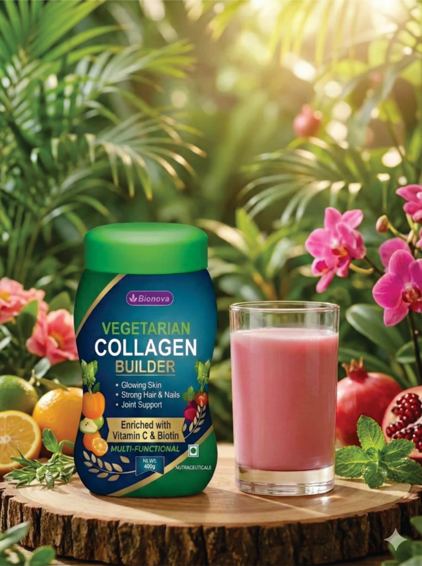 VEGETARIAN COLLAGEN POWDER (FRUITY FLAVOUR)(Veg Collagen Peptides with Phytoplacental Extract & Anitioxidants)