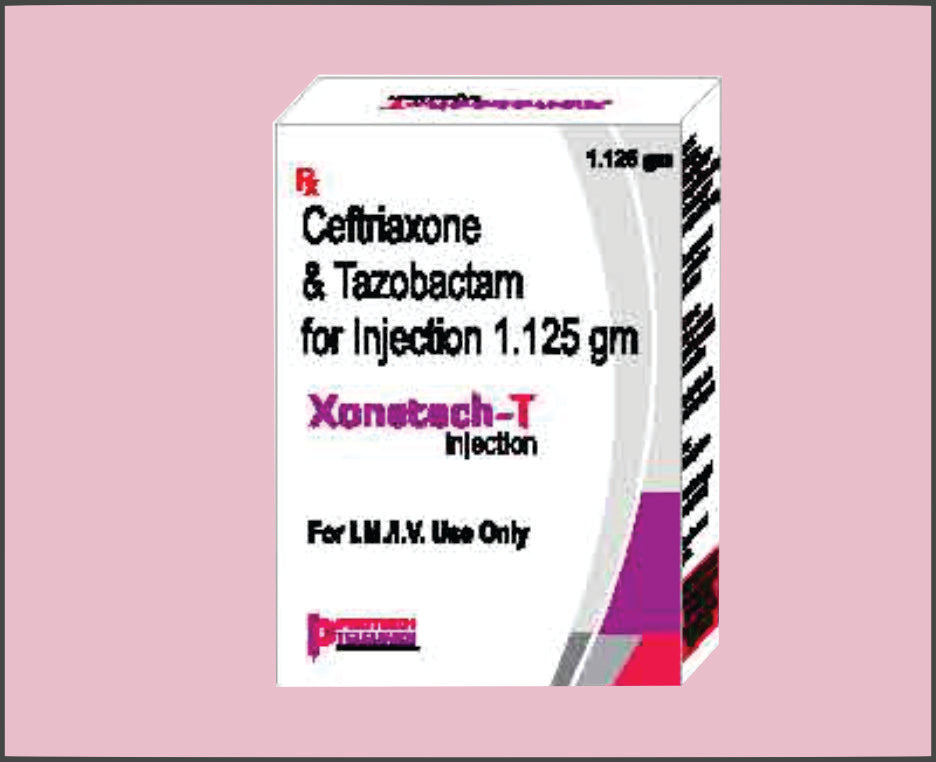Xonetech-T 1.125 (10 Ml) Ceftriaxone 1000 Mg, Tazobactam 125 Mg Inj By Protech