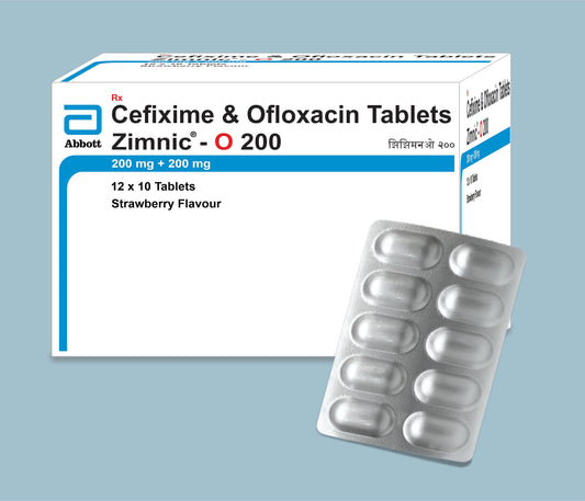Zimnic O 200 Tablets 10Tabs ( Cefixime 200Mg & Ofloxacin 200Mg ) By Abbott