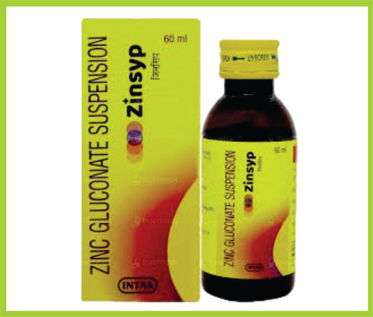 ZINSYP 60 ML ( Each 5ml Contains – Zinc Gluconate eq. to elemental Zinc 20mg ) by Intas