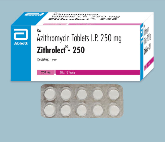 Zithrolect 250 Tablets 10S 10Tabs ( Azithromycin Tablets 250Mg ) By Abbott