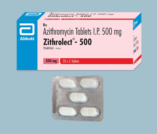 Zithrolect 500 Tablets 5S 5Tabs ( Azithromycin Tablets 500Mg ) By Abbott